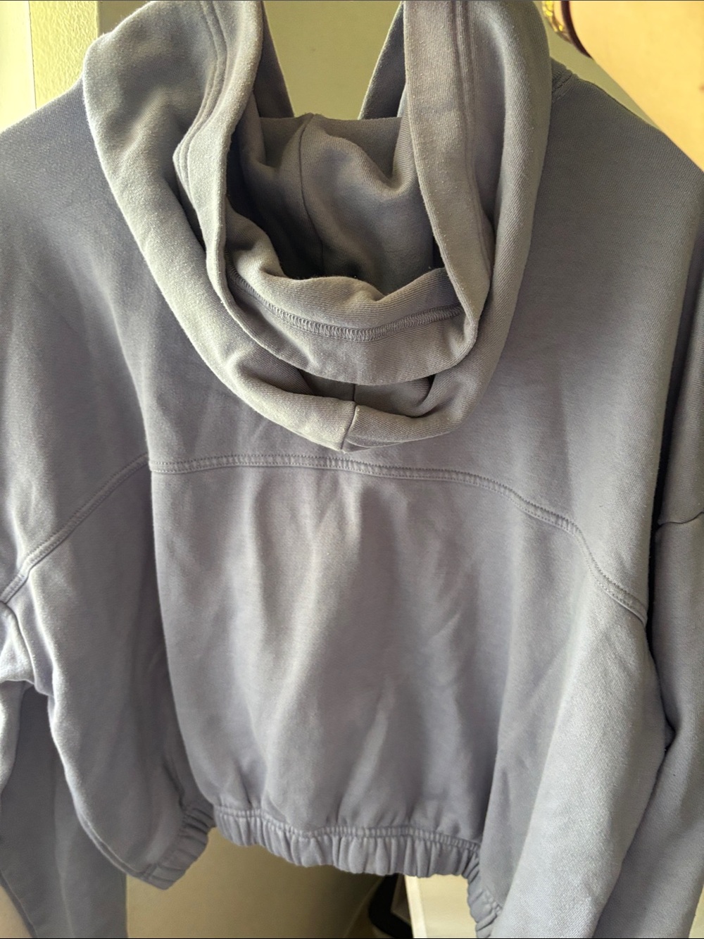 Alo Hooded Cropped Sweater Blue/Grey Large - Picture 3 of 3